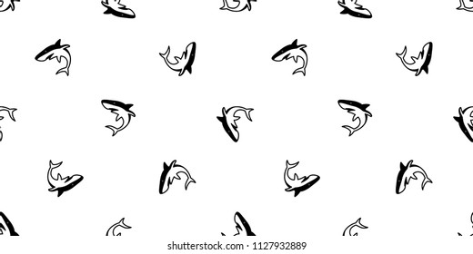 shark seamless pattern vector dolphin whale ocean wave island tile background scarf isolated repeat wallpaper