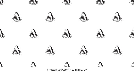 Shark seamless pattern vector fish dolphin whale fin scarf isolated illustration tile background repeat wallpaper