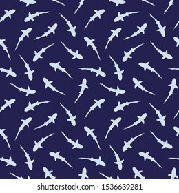 Shark seamless pattern. The view from the top. Simple drawing. For printing on bed linen, on children's clothing, for wrapping paper.