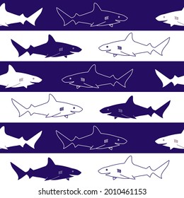 Shark seamless pattern.Seamless pattern can be used for wallpaper, pattern fills, web page background,surface textures.