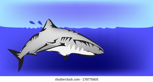 Shark in the sea.vector