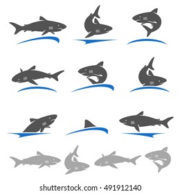 Shark set. Vector