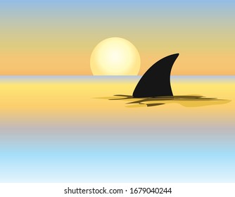 sombra de tiburón mar oscuro peligroso mar romántico verano puesta de sol en la playa sol amarillo caliente exótico 