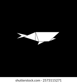 Shark Shape Inspired by Origami Form, can use for Logo, Pictogram, Animal Figure, Website, Apps, or Graphic Design Element. Vector Illustration