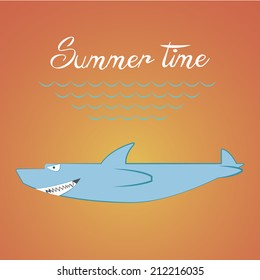 a shark shape surfboard on an orange background