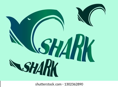 Shark shape text logo. Vector illustration