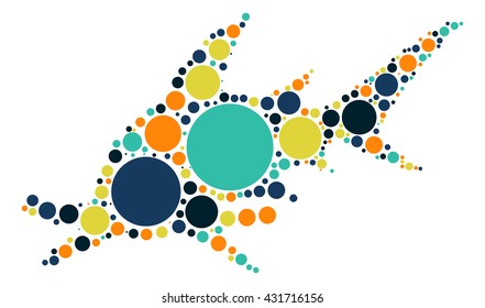 shark shape vector design by color point