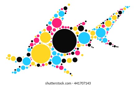 shark shape vector design by color point