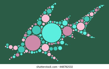 shark shape vector design by color point