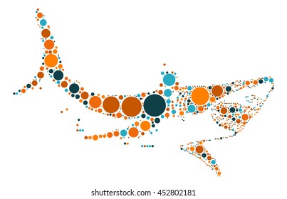 shark shape vector design by color point