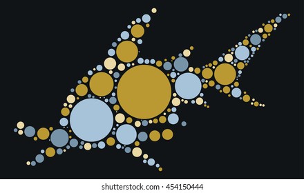 shark shape vector design by color point