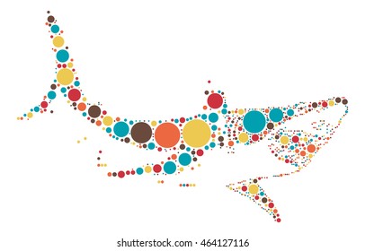 shark shape vector design by color point