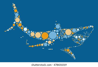 shark shape vector design by color point