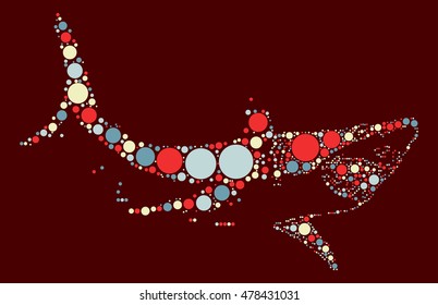 shark shape vector design by color point