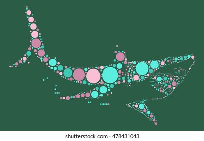 shark shape vector design by color point