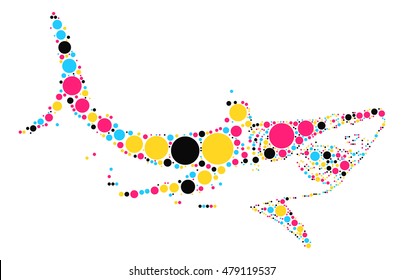 shark shape vector design by color point