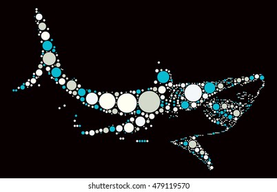 shark shape vector design by color point