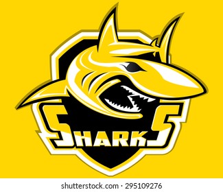 Shark Shield Sport Logo Vector Aggressive Fish Mascot Wildlife