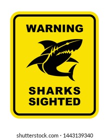 Shark Sighted Warning Sign. Shark silhouette icon