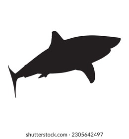 shark silhouette black isolated with white background