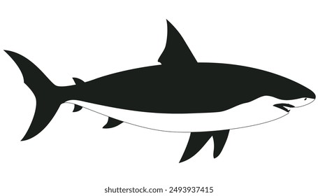 shark silhouette. shark flat icon vector