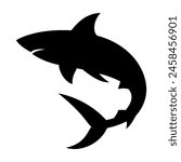 Shark silhouette flat illustration on isolated background