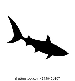 Shark silhouette flat illustration on isolated background