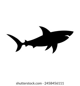 Shark silhouette flat illustration on isolated background