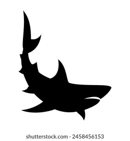 Shark silhouette flat illustration on isolated background