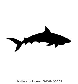 Shark silhouette flat illustration on isolated background