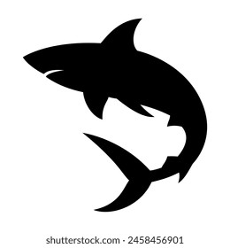 Shark silhouette flat illustration on isolated background