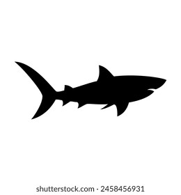 Shark silhouette flat illustration on isolated background