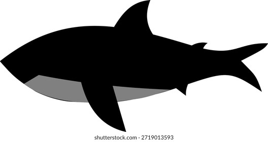Ilustración vectorial plana de la silueta del tiburón