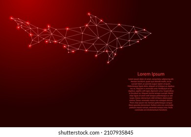 Shark, silhouette from futuristic polygonal red lines and glowing stars for banner, poster, greeting card. Vector illustration.