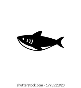 Shark silhouette icon isolated on white background. Wildlife fish in the sea illustration