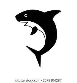 shark silhouette icon vector illustration, pictogram isolated on white background. color editable