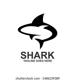Shark Silhouette Illustration Logo Design