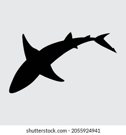 Shark Silhouette, Shark Isolated On White Background