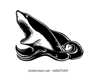 Shark Silhouette, Isolated on white