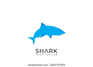 shark silhouette logo design, simple shark logo in blue