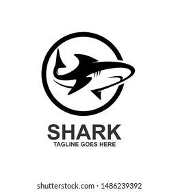 Shark Silhouette Logo Design Template