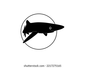 Shark Silhouette for Logo, Pictogram, Website, Art Illustration, Infographic, or Graphic Design Element. Vector Illustration