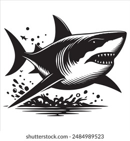Shark Silhouette Logo Vector, Illustration 