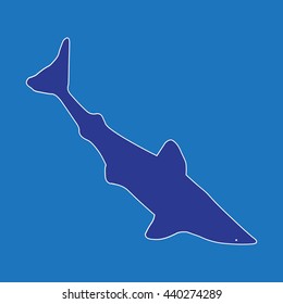 shark silhouette on a blue background
