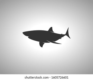 Shark Silhouette on White Background. Isolated Vector Animal Template for Logo Company, Icon, Symbol etc