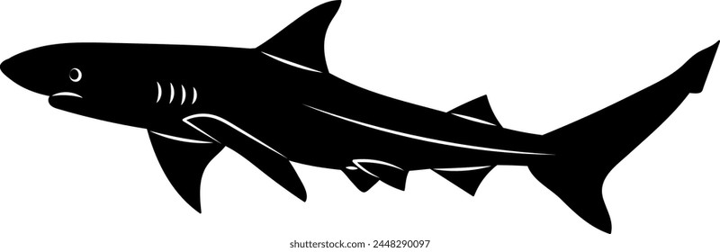 shark silhouette on white background vector