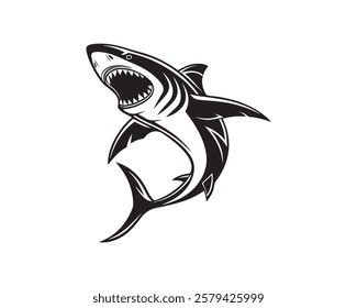 shark silhouette, on white background vector