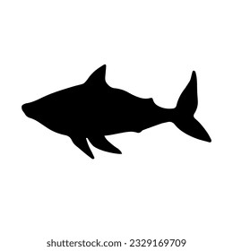 Shark silhouette. Predatory marine mammal.Vector graphics.