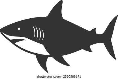 Ilustración vectorial de silueta de tiburón aislada.