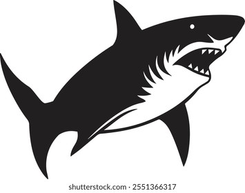 Silueta de una Ilustración vectorial de tiburón pez depredador